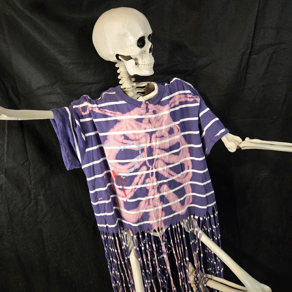 Striped Purple Skeleton Fringe Tee